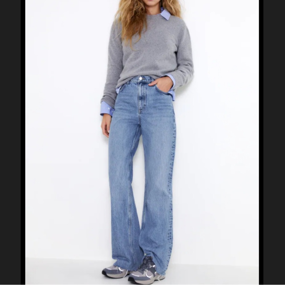 High rise wide leg denim